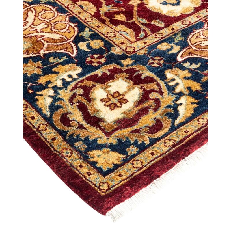 Overton Hand Knotted Wool Vintage Inspired Traditional Ottoman Red Area Rug - 6' 1" x 9' 2"