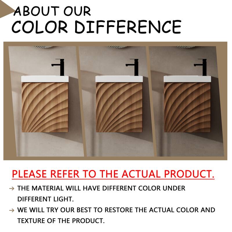 GDFStudio - Helsinki 18.5" Modern Wall-Mounted Bathroom Vanity Set with Resin Sink, Soft Closing Door & Antirust Hardware