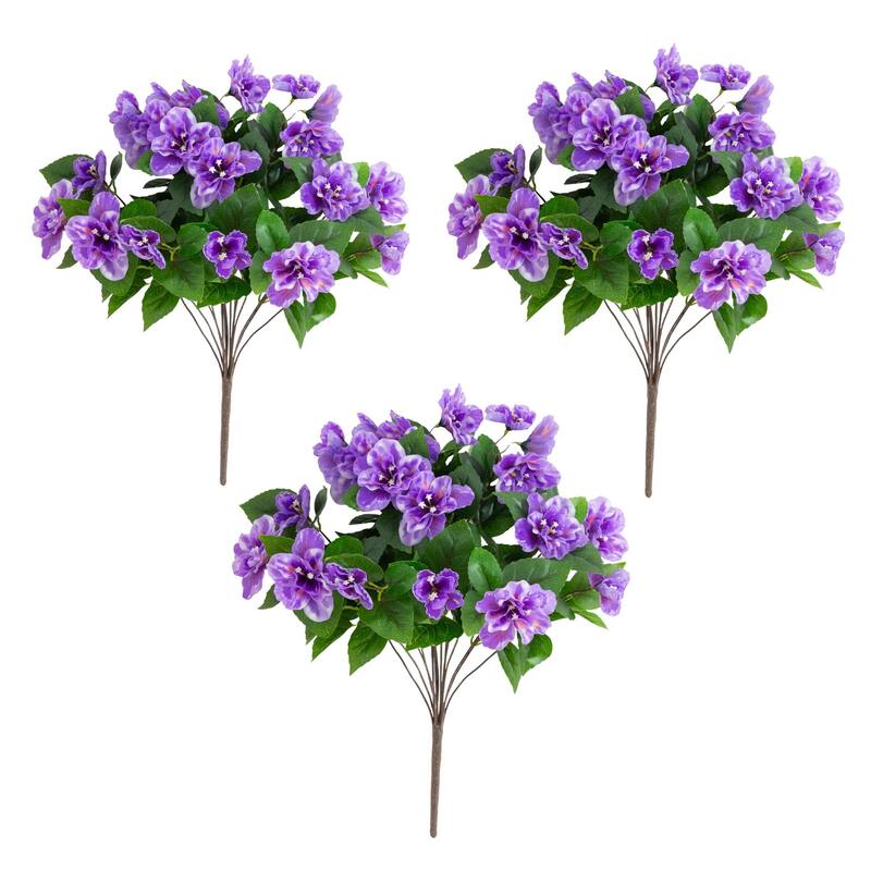 19-in UV Resistant Artificial Azalea Bush (Indoor/Outdoor) - Set of 3