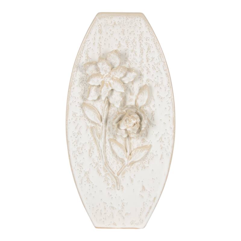 Ceramic Earthenware Textured Vase with Tapered Rim and Organic Pattern