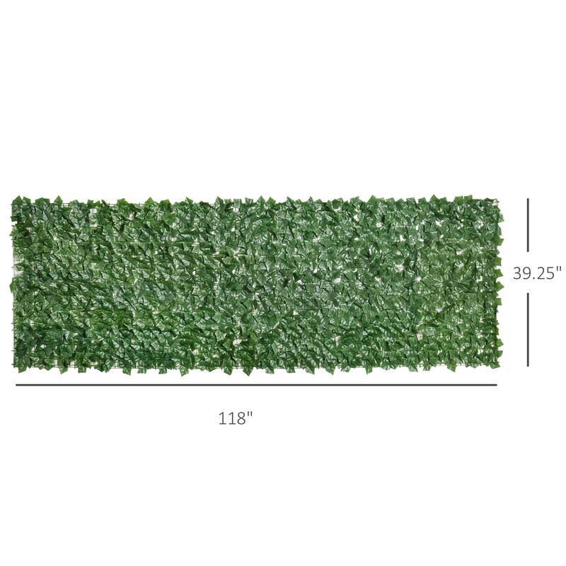 Outsunny 118" x 39" Artificial Privacy Fence Screen Faux Hedge Leaf Ivy Vine Leaf Decoration, Dark Green - 118" L x 39.25" H