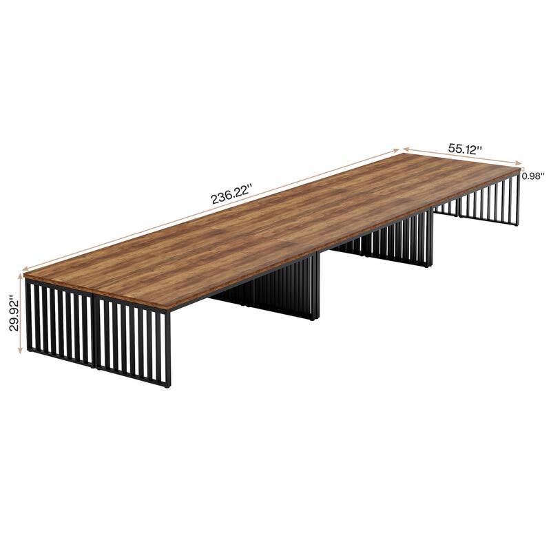 Small Conference Room Table for 4, Industiral Long Meeting Table - 2-pieces
