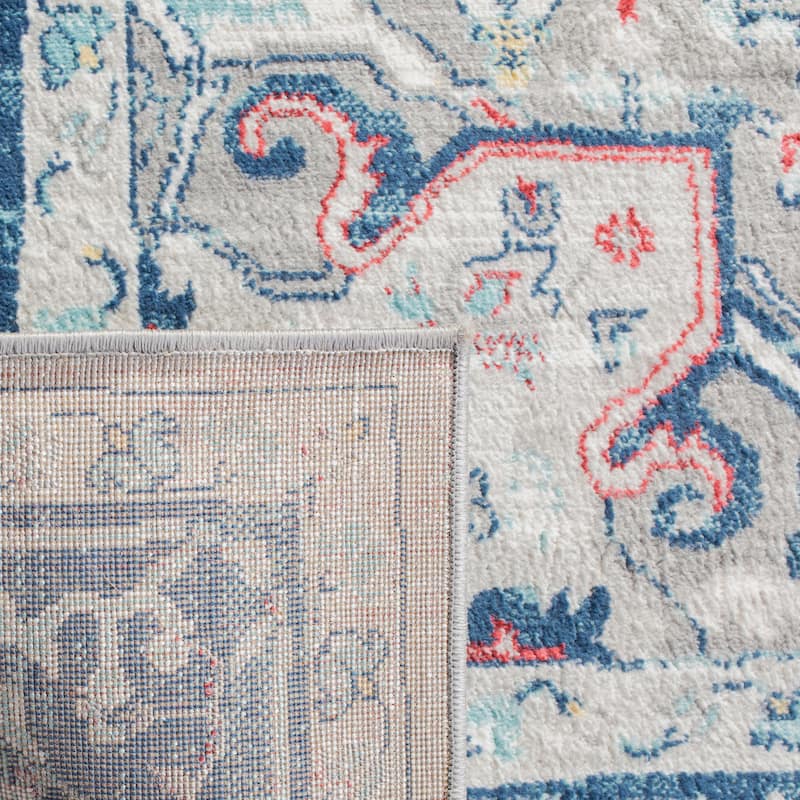SAFAVIEH Brentwood Essie Traditional Light Grey / Blue Rug - 6'7" Square