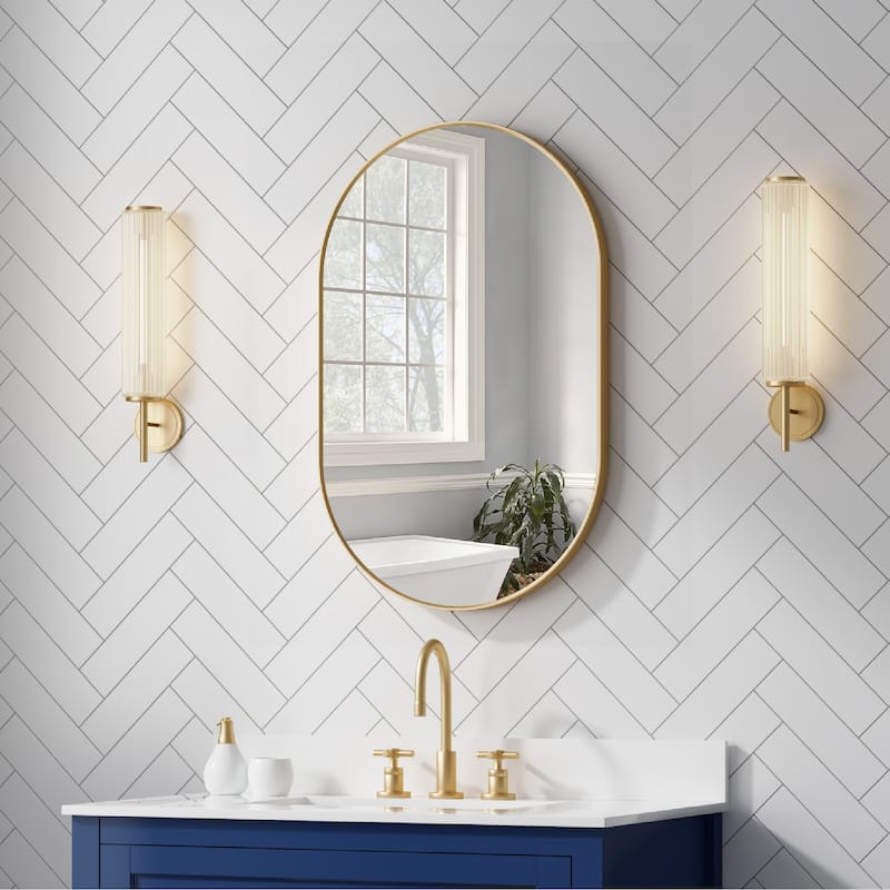 Bathroom Wall Mounted Oval Metal Framed Mirror