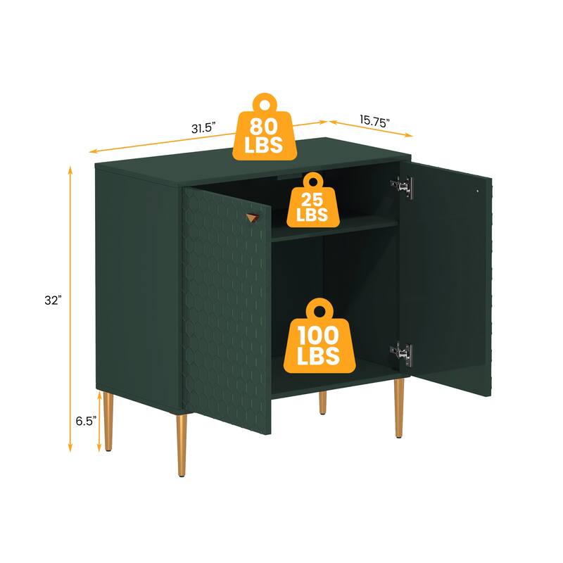 Hexagonal Pattern 2-door Storage Cabinet Buffet Cabinet Sideboard