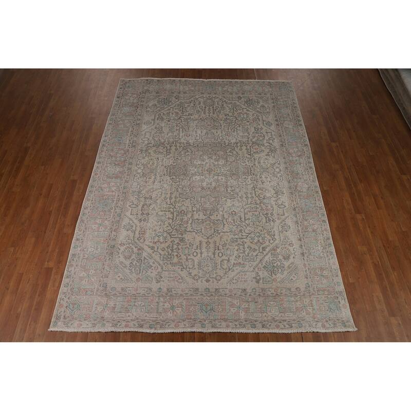 Geometric Tabriz Persian Area Rug Living Room Hand-Knotted Wool Carpet - 8'0"x 10'10"
