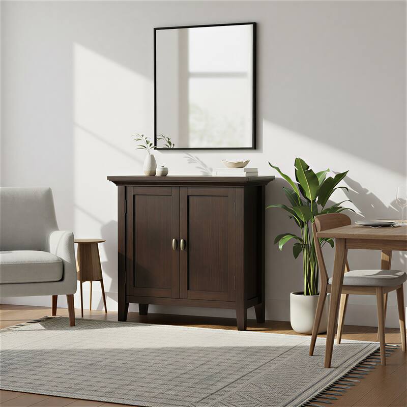 WYNDENHALL Mansfield SOLID WOOD 32 inch Wide Transitional Low Storage Cabinet - 32"w x 14"d x 31"h