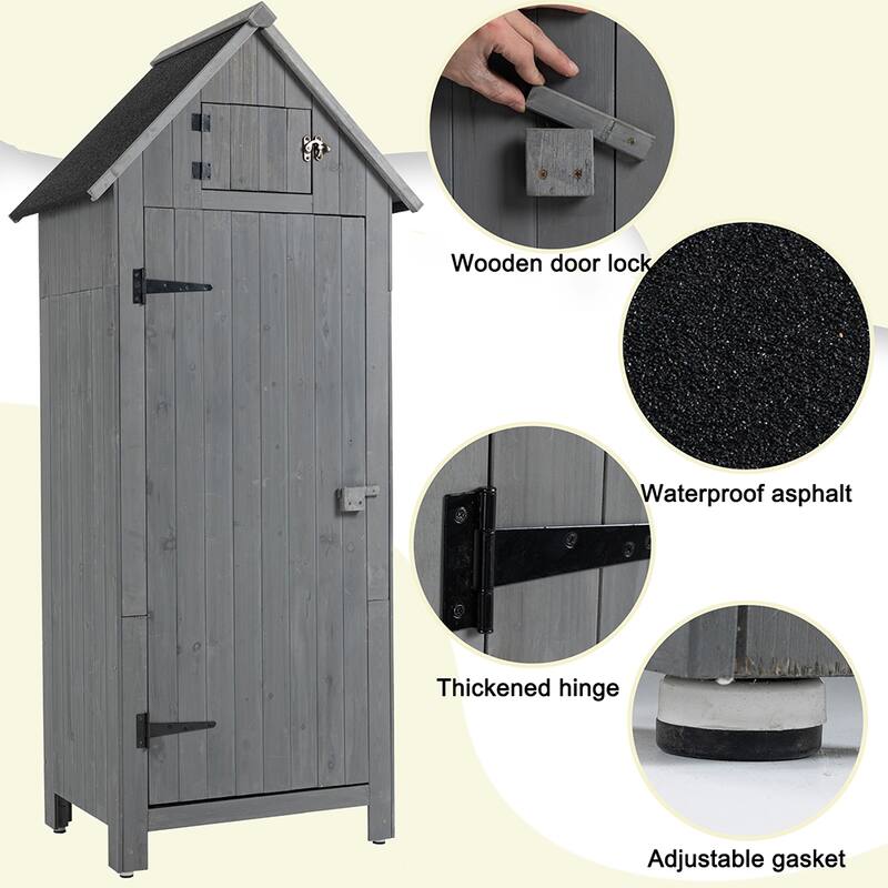 2.5 ft. W x 1.8 ft. D Solid Wood Outdoor Storage Shed w/Lockable Door
