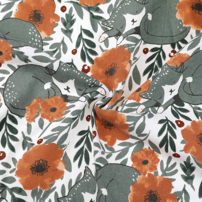 Premium Cotton Kitchen Towels, Thick and Large, Animal and Floral Printed Design Towels