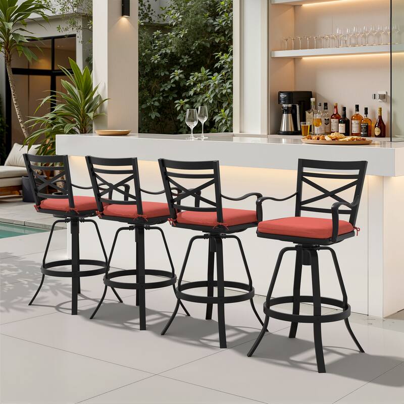 Outdoor Indoor Patio Bar Stools Aluminum Swivel Bar Chair with Sunbrella Cushion