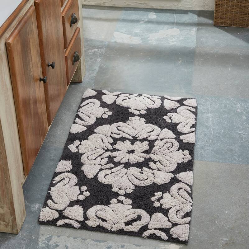 Better Trends Medallion Collection 100% Cotton 3-Pc Set Bathroom Rugs-Soft & Super Absorbent, Non-Skid Latex, Machine Washable
