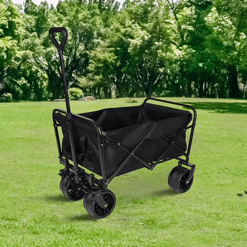 100L Collapsible Folding Beach Wagon Cart with 220Lbs Large Capacity, Wagons Carts Heavy Duty Foldable with Big Wheels