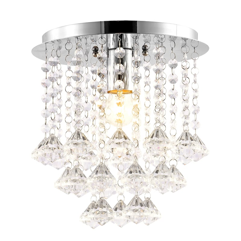 Malia 9.88" 1-Light Traditional Transitional Iron LED Semi Flush Mount, Chrome/Clear by JONATHAN Y