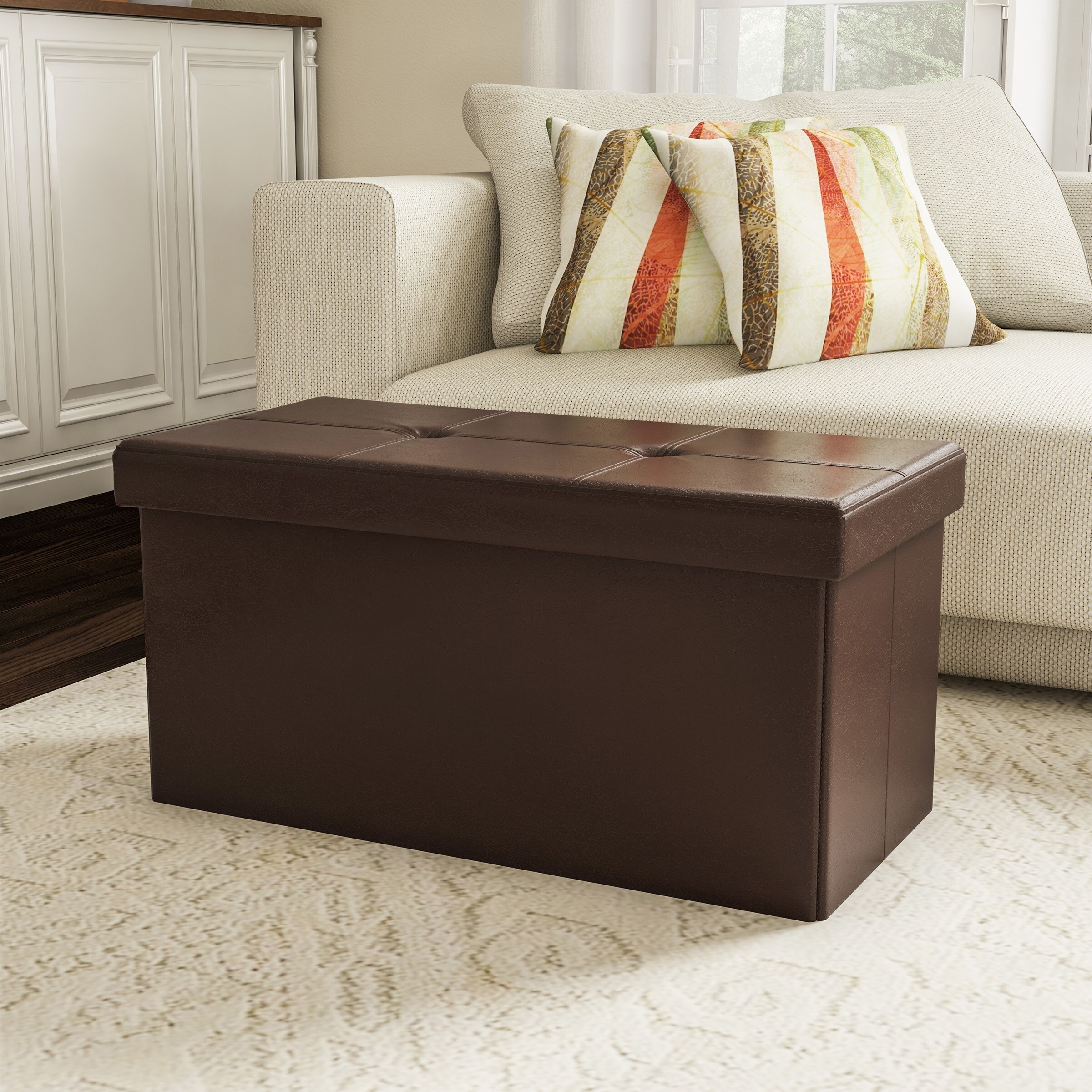 Foldable storage bench ottoman discount