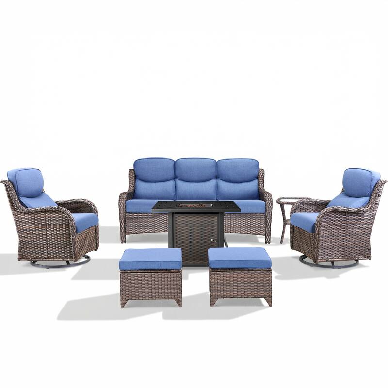 Pocassy 30 In Outdoor Propane Fire Pit Table with Patio Conversation Sets