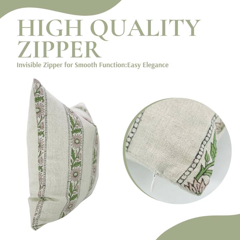 Fabdivine Linen Pink Fall or Home Decor Floral Cushion Cover, Khushi