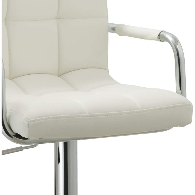 Contemporary Adjustable Swivel Arm Bar Stool - White with Cushion