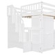 preview thumbnail 16 of 55, Space-Saving Loft Bed with Storage Stairs & Two Drawers, Wooden Full Bed Frmae wiht Shelves Wardrobe, Movable table & Side Desk