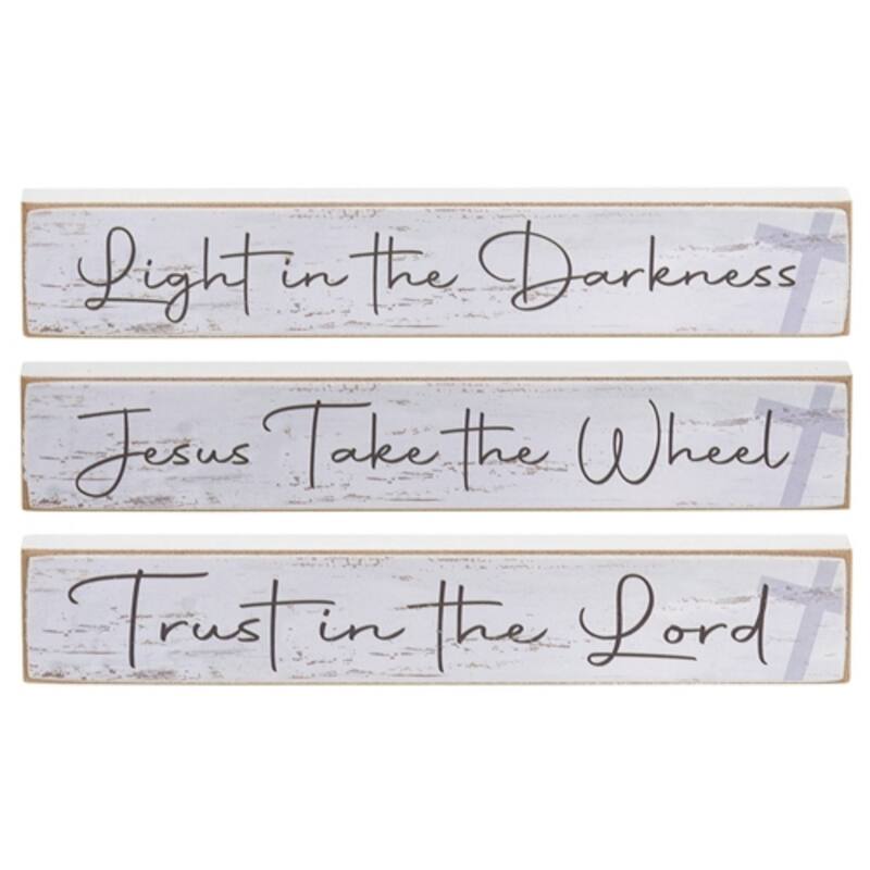 Light in the Darkness Mini Stick Inspirational Decor - 3 Asstd. - 6” x 0.5” x 1” - Multi