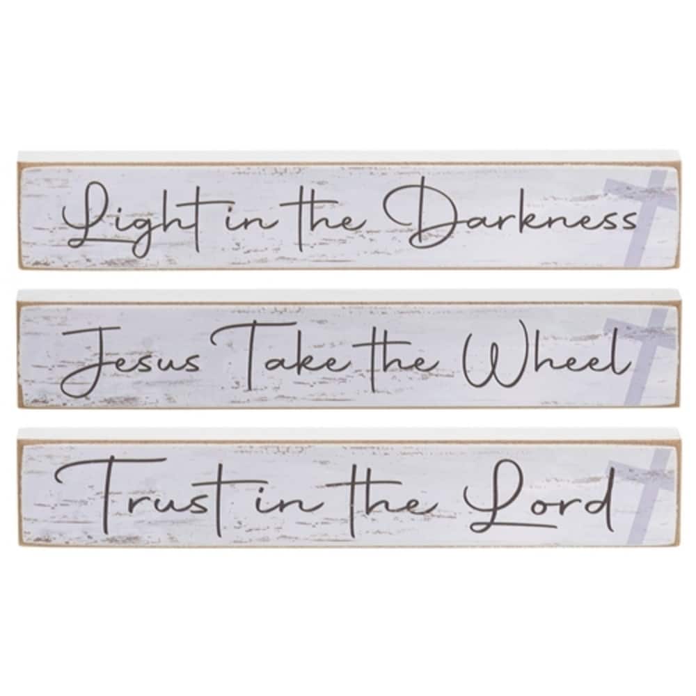 Light in the Darkness Mini Stick Inspirational Decor - 3 Asstd. - 6” x 0.5” x 1”