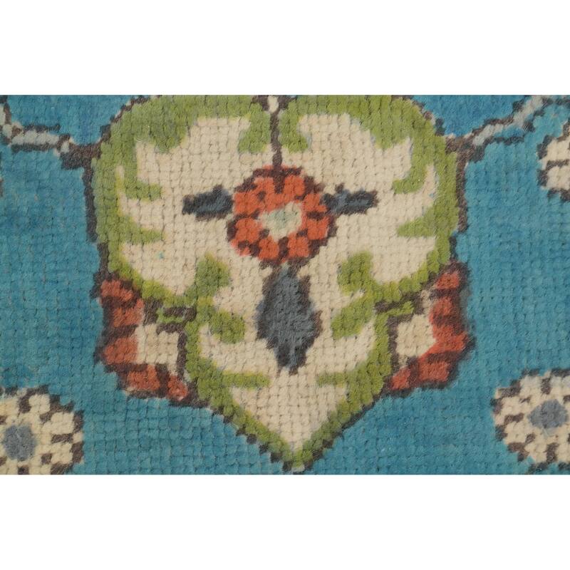 Hand Knotted Oriental 100% Wool Carpet Traditional Floral Navy Blue & Blues Tabriz Area Rug - 9' 7'' X 6' 5''