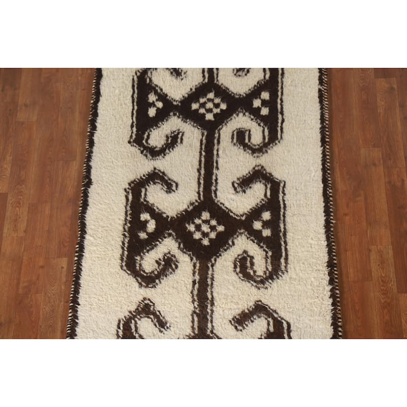 Push Anatolian Natural Dye Runner Rug Hand-knotted Wool Carpet - 3'2"x 11'4"