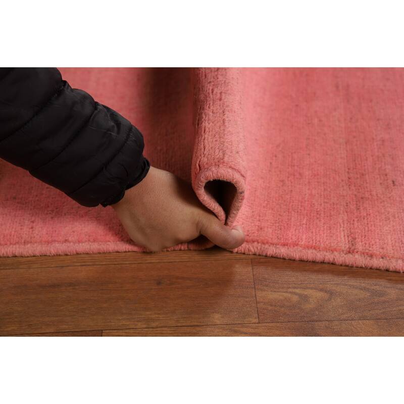 Light Pink Modern Gabbeh Oriental Area Rug Hand-Knotted Wool Carpet - 6'8"x 9'5"