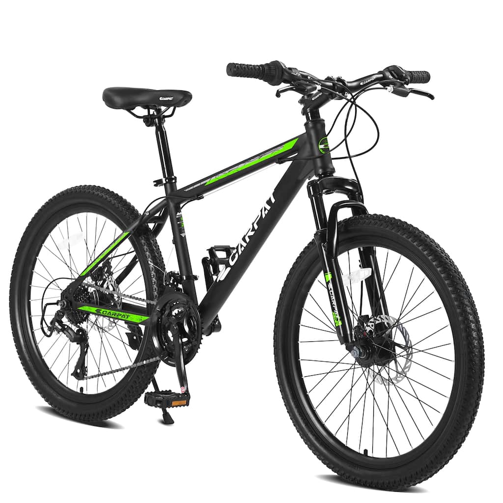 Unisex Mountain Bike - High-Carbon Steel Frame, Suspension, Mechanical Disc Brakes, Shimano Gears - 26