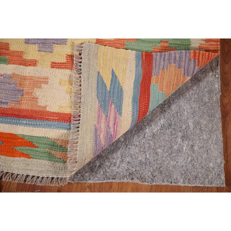 Southwestern / Geometric Kilim Accent Rug Flatweave Wool Carpet - 3'3"x 5'0"
