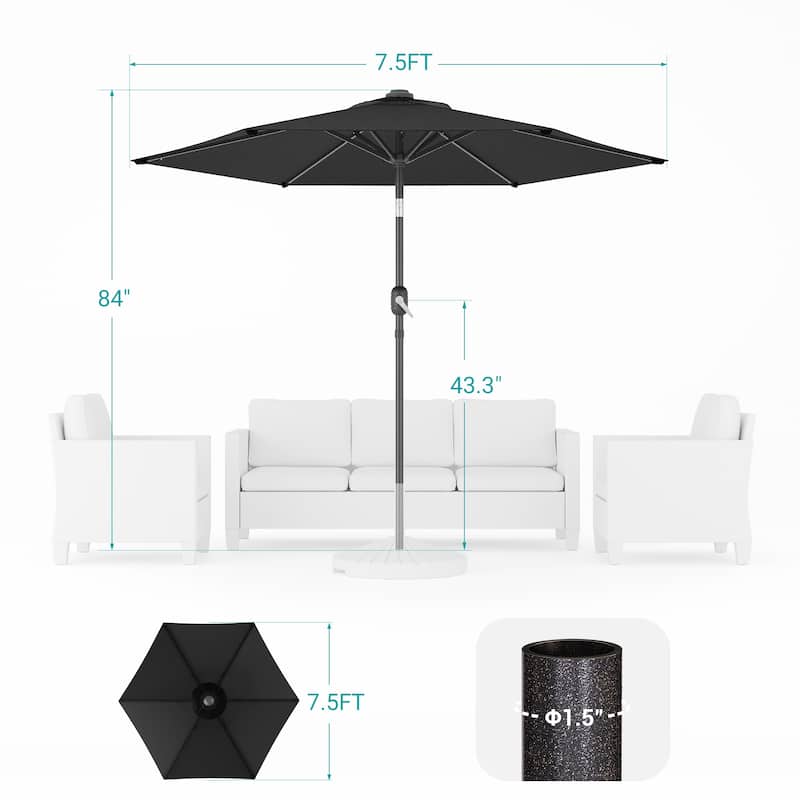 Bonosuki 7.5-foot Waterproof Sunshade Canopy Patio Umbrella