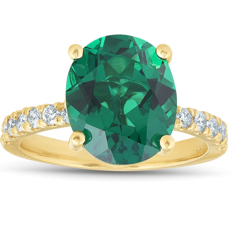 Emerald & Diamond 3/8 ct Ring Yellow Gold