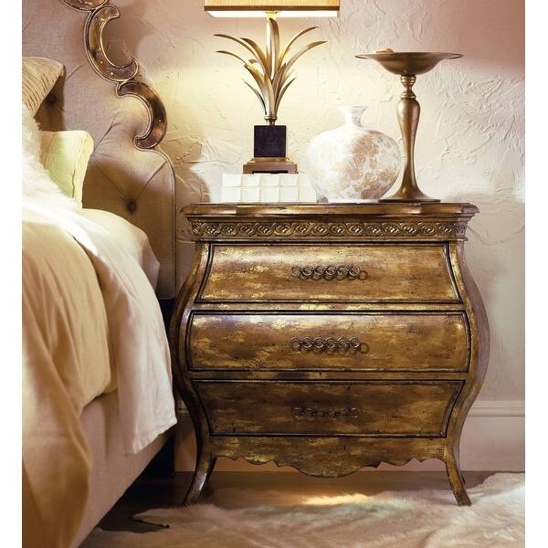 Shop Hooker Furniture 3016 90217 32 Wide 3 Drawers Hardwood Nightstand Bling Distressed Gold Overstock 18844840
