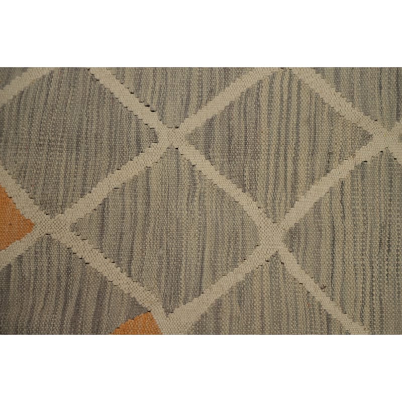 Hand Woven Oriental 100% Wool Carpet Southwestern Modern Greys & Charcoal Kilim Area Rug - 6' 6'' X 5' 1''