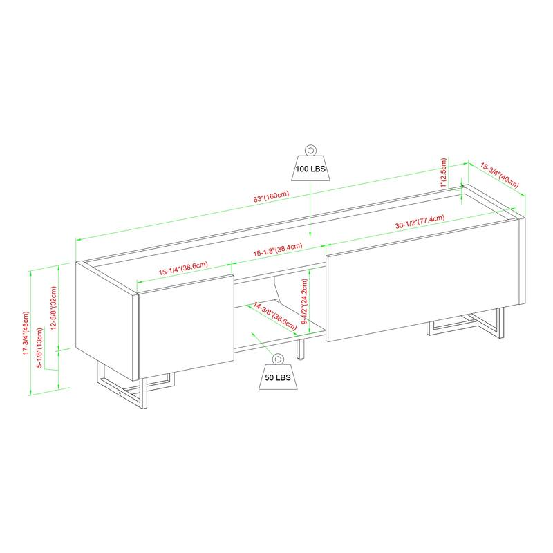 Modern 63" Low-Profile TV Console with Closed Storage, Faux Marble Top & Cord Management for TVs up to 65"