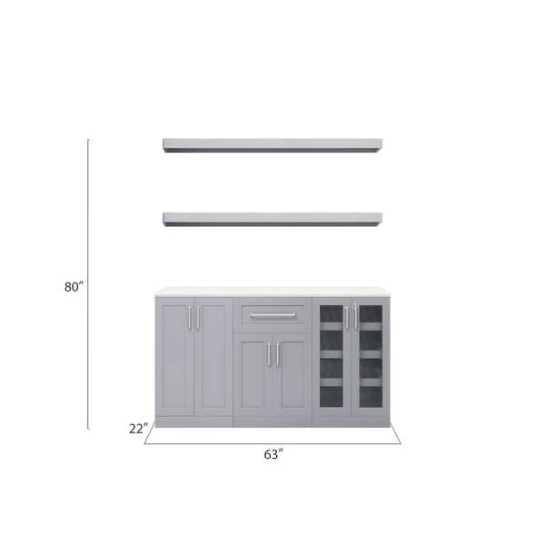 NewAge Products Home Bar 63-in x 80-in Brown Rectangle Bar Cabinet