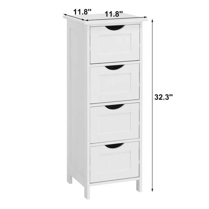 Anmytek White 4 Drawer Freestanding Bathroom Storage Cabinet