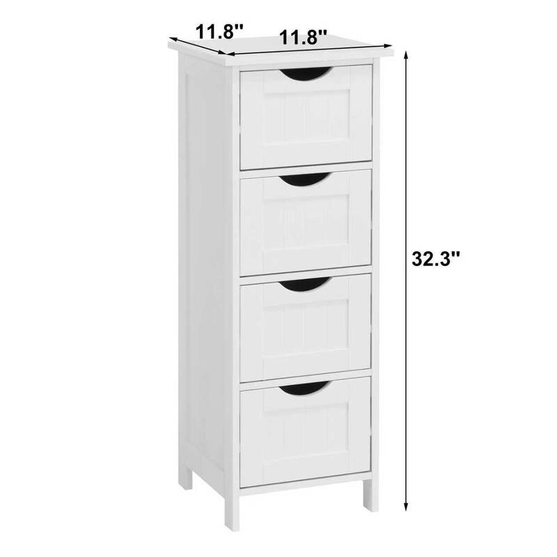 Freestanding Medicine Cabinet Skin Care Cabinet with 4 Drawers, Slim Bathroom Corner Cabinet Floor Cabinet - White