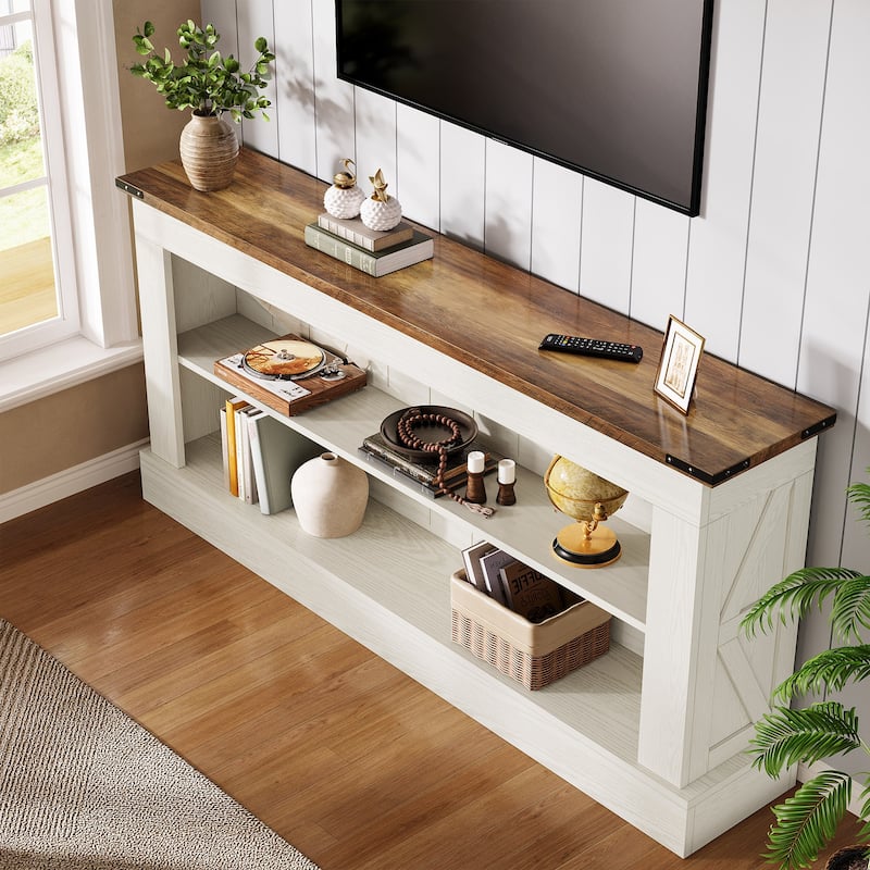 63 Inch Long Entryway Table, Narrow Sofa Console Table with Shelf