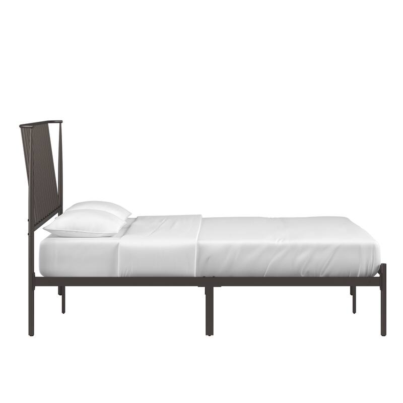 Bliss Metal Platform Bed with Curved Metal Headboard by iQ Modern