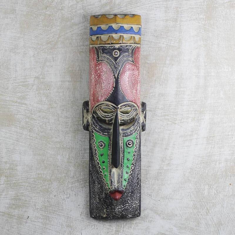 Novica Handmade Msizi African Wood And Brass And Aluminum Mask