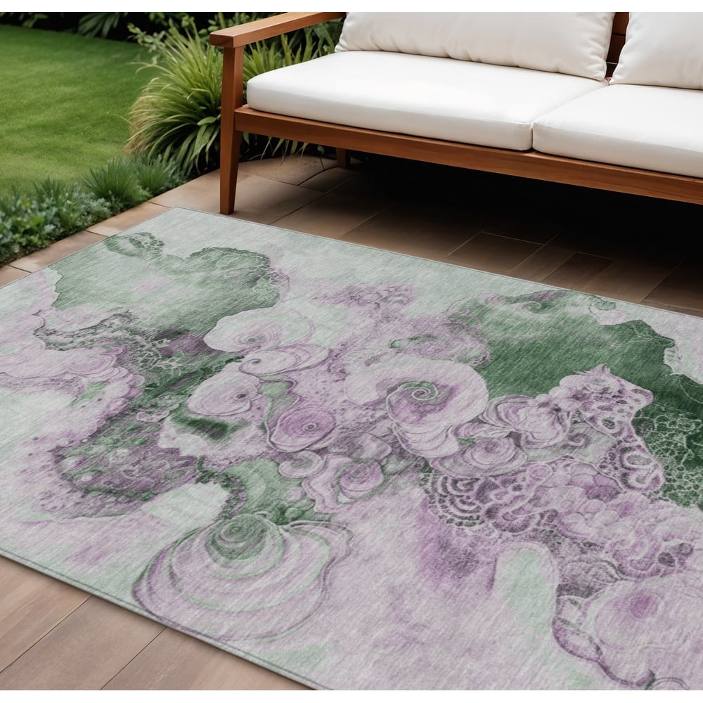 HomeRoots Abstract Transitional Rectangle Outdoor Rug