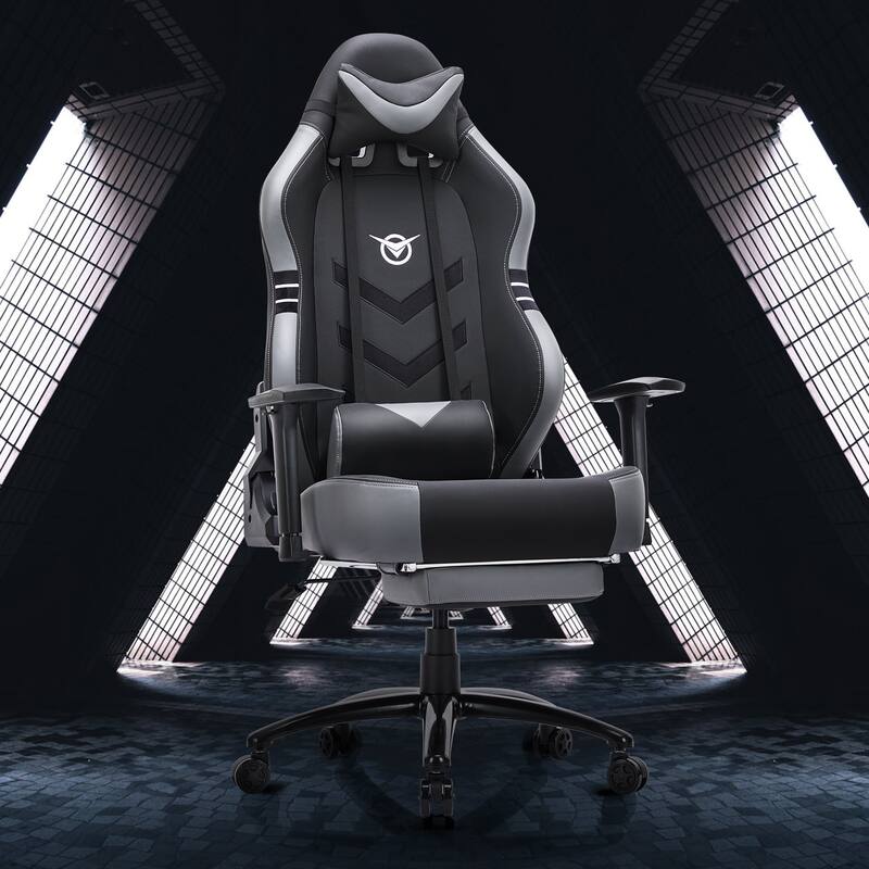 Pro Gaming Throne - 350lb XL Racing Seat with 4D Armrests & Retractable Ottoman, BIFMA Certified for Esports & Streaming