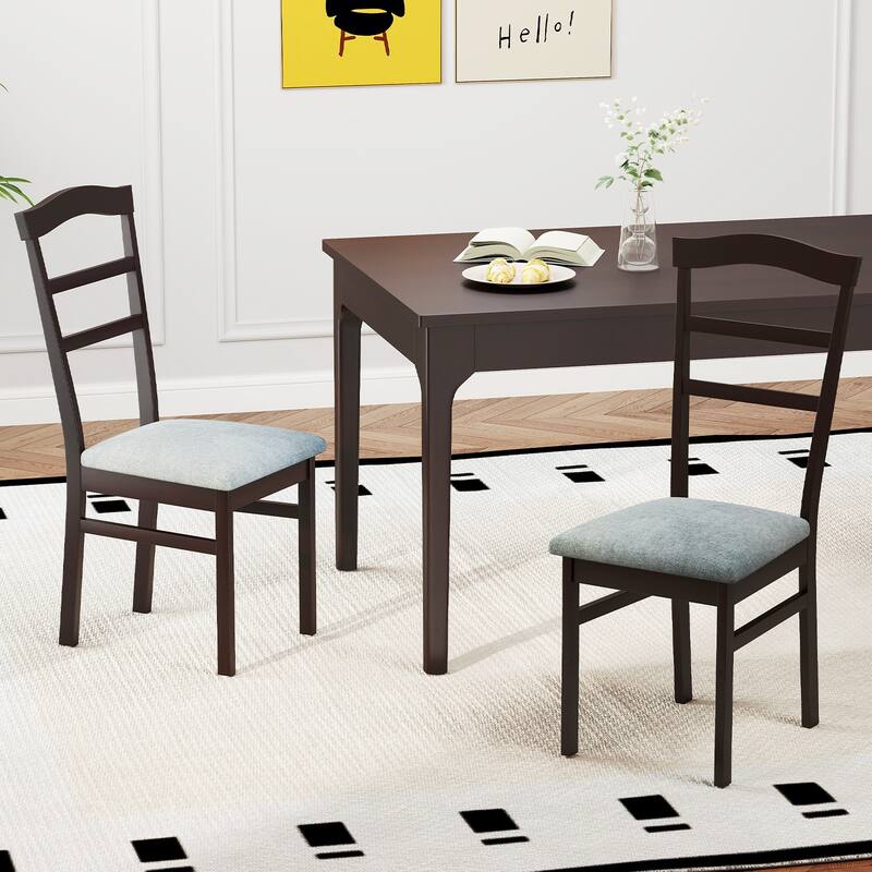 Gymax Modern Dining Chairs Set of 4 w/ Rubber Wood Frame Hollowed