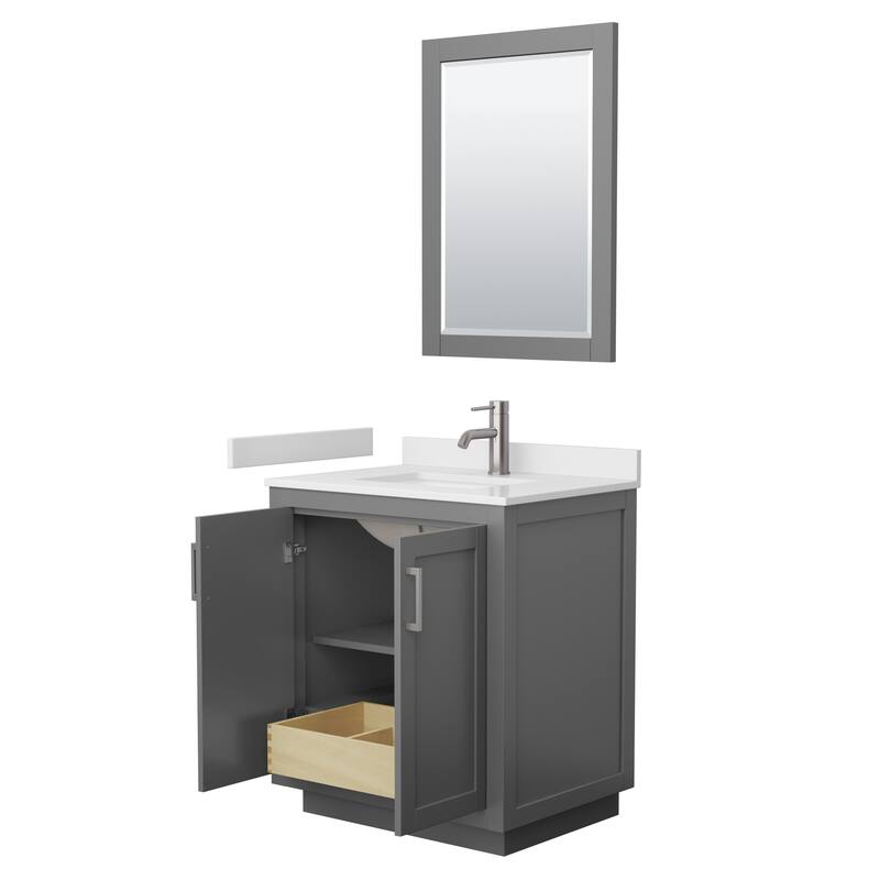 Miranda Single Vanity Set, Cultured Marble Top, 24-Inch Mirror