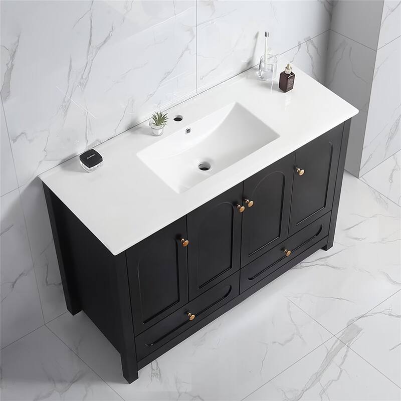 48" Bathroom Vanity with Ceramic Sink Combo, Abundant Storage Cabinet