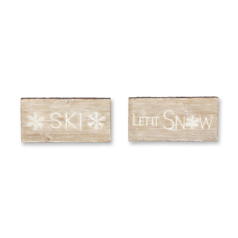 Let It Snow and Ski Plaque (Set of 2)