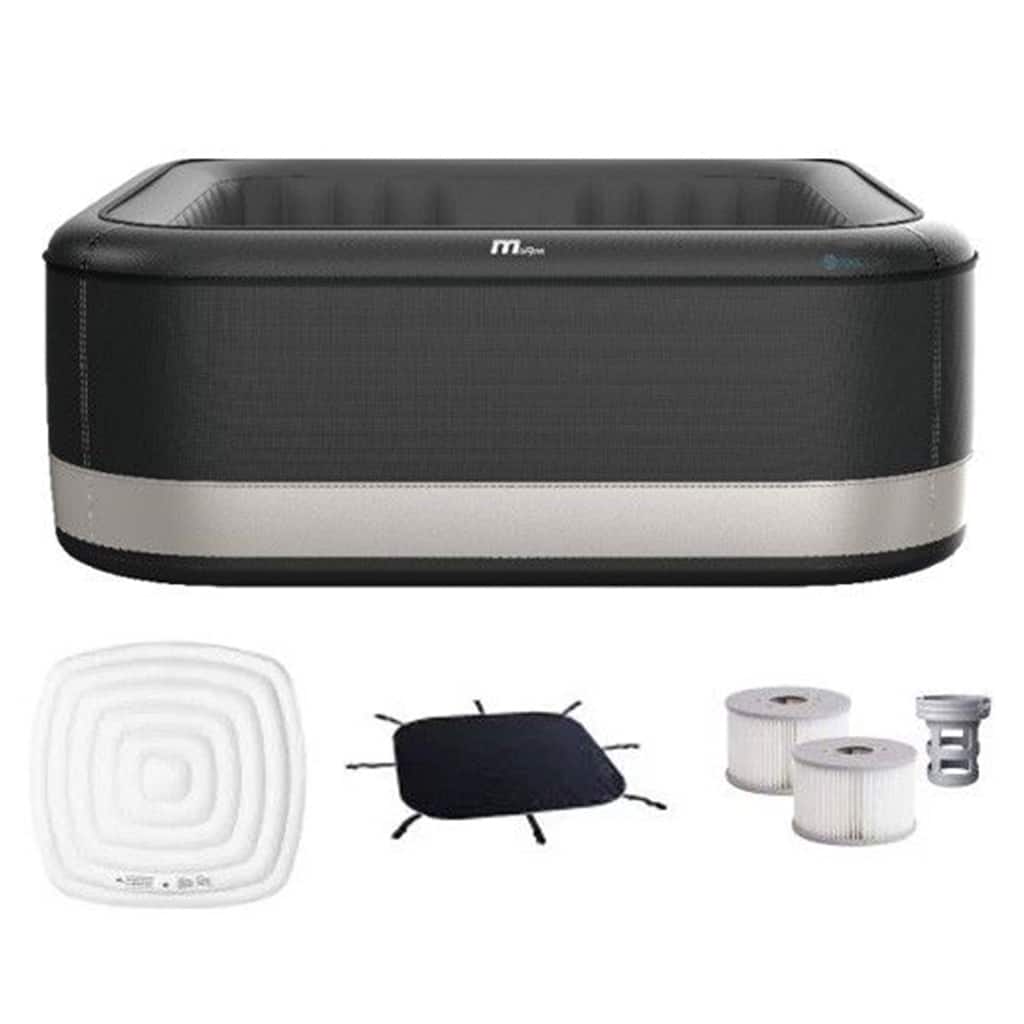 MSpa Square Inflatable Bubble Massage Spa, 4-6 Person Outdoor Hot Tub, Portland - 79.4