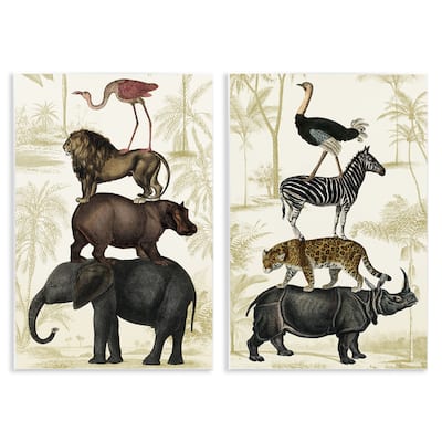 Stupell Stacked Safari Animals Wall Plaque Art Design By Victoria Barnes (Set of 2)