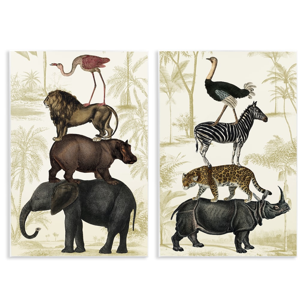 Stupell Stacked Safari Animals Wall Plaque Art Design By Victoria Barnes (Set of 2)