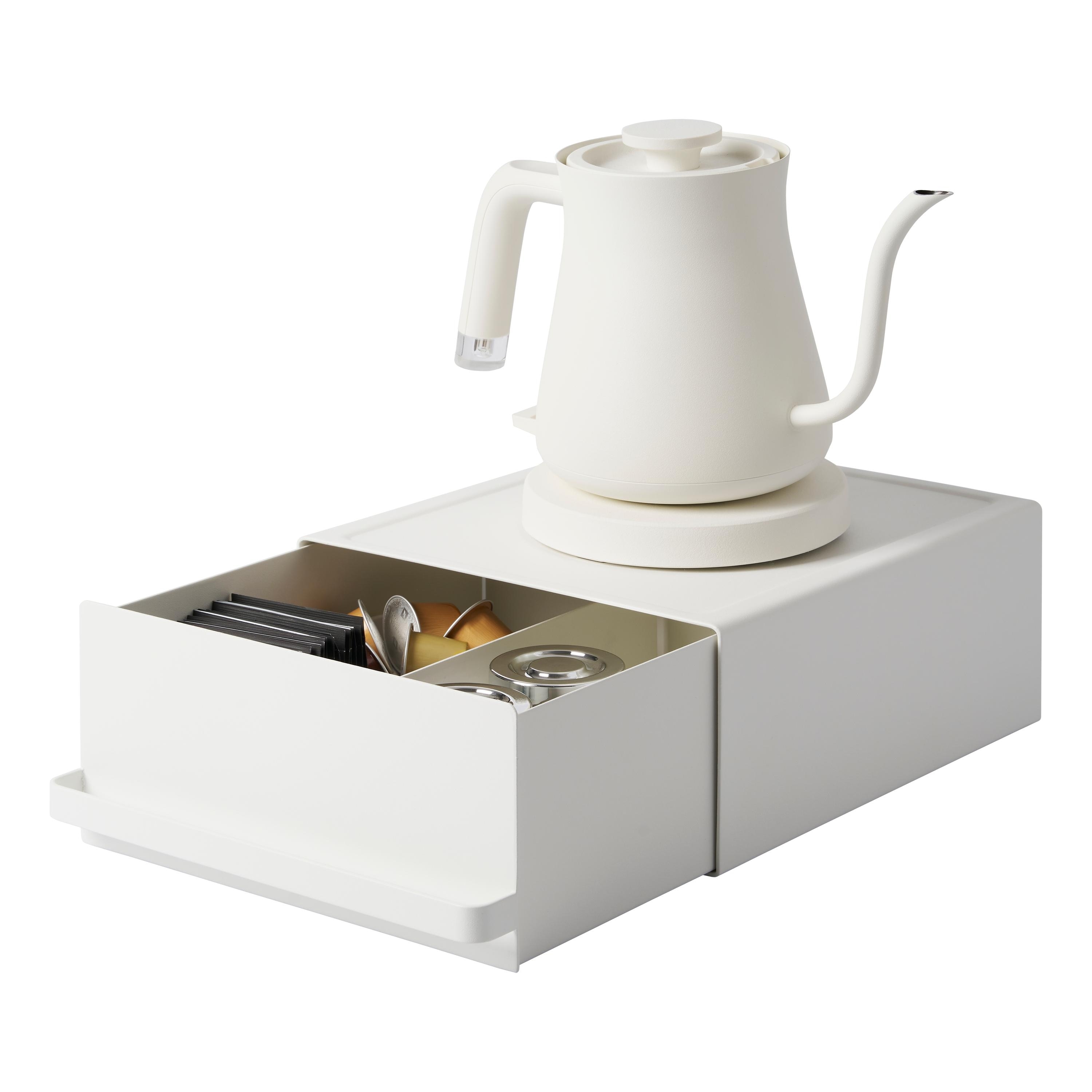 Yamazaki Home Countertop Rack with Drawer, Steel, Holds 11 lbs - L 10.83 x W 8.74 x H 4.53 inches